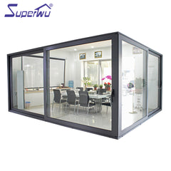 Superwu double glass aluminium corner sliding door used interior or exterior on China WDMA