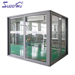 Superwu double glass aluminium corner sliding door used interior or exterior on China WDMA