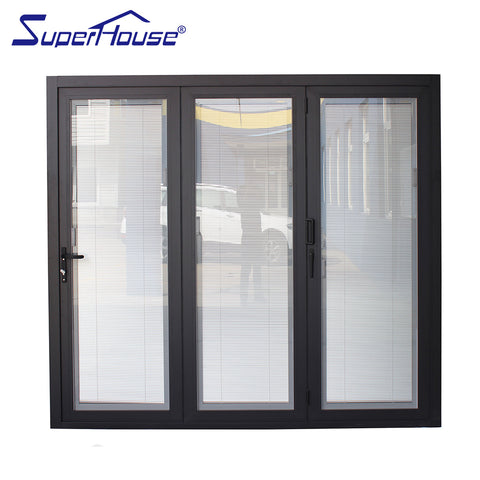 Thermal break aluminium door insulated folding door with blinds in on China WDMA