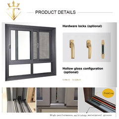 Top window aluminium horizontal double glazed windows aluminum sliding window with steel screen window dust protection on China WDMA