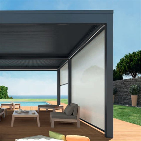 New Outdoor Motorized Retractable Skylight System Waterproof Aluminum Louver Aluminum Pergola