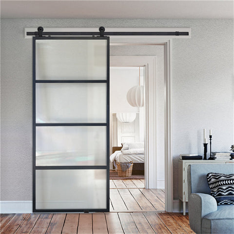 Exterior Barn Door For Sunroom Tempered Glass Classic Room Tempered Interior Pocket Door With Aluminum Pocket Door Slide Cabinet