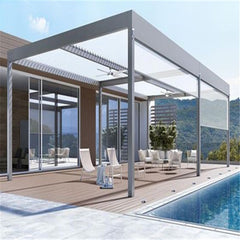 Adjustable Modern  Closing Aluminum Louver Bioclimatic Pergola  Design Aluminum Electric Pergola China