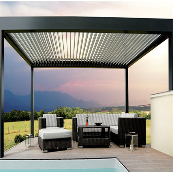 Outdoor Modern Outdoor Bioclimatic Gazebo Aluminum Opening Roof System Pergola With Led Pergola