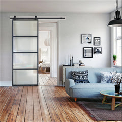 Slide Glass Barn Door Modern Design Steel Interior Tempered Glass Barn Door Barn Style Sliding Doors