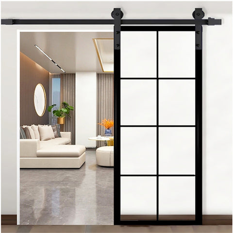 Ceiling Mount Sliding Bypass Barn Door High Quality Thermal Break 36" X 84" Barn Door Overlapping  Sliding  Patio Door Pocket