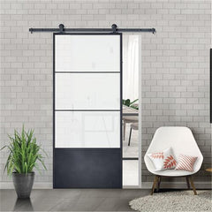 Exterior Glass Pocket Door French Style Fireproof Steel Hidden Pocket Sliding Door Security Automatic Double Pocket Door