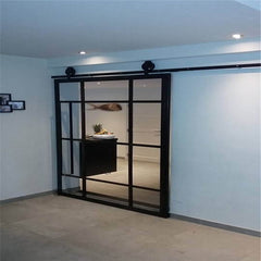 Exterior Barn Door Modern Hidden Style Aluminum Tempered Glass Big Wheel Sliding Barn Door With Barn Doors Sliding For Bedroom