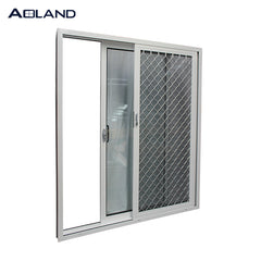 White powder coated balcony sliding glass door with mesh exterior sliding door on China WDMA