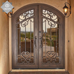 beautiful design interior wrought iron doors for villa swing open exterior outdoor wrought iron front double entry doors on China WDMA