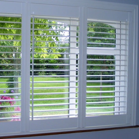 customized faux wood vinyl plantation window shutters on China WDMA