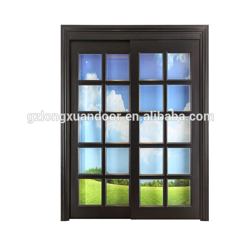 dark color frosted glass doors interior solid wooden sliding door for sale on China WDMA