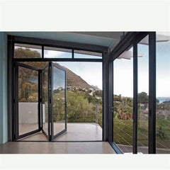 luxury modern soundproof exterior aluminum thermal break profile double glass bi-fold accordion screen stacking folding doors on China WDMA