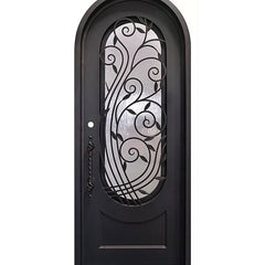 material framed aluminum frame triple glazed sliding black iron glass doors cast entry wood door with iron on China WDMA