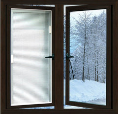 new design powder coated grey wood color aluminum window frame windows with built on China WDMA