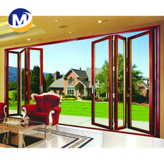 thermal break double Glass Patio Accordion Aluminum alloy frame Folding Door With Insect Screen on China WDMA