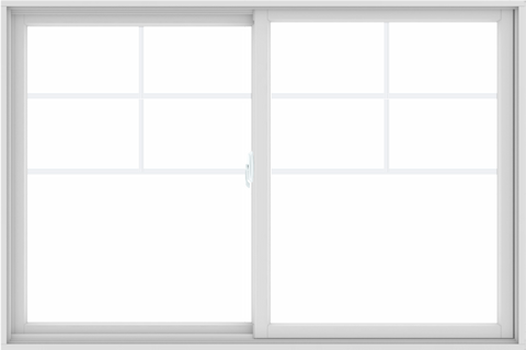 WDMA 72X48 (71.5 x 47.5 inch) White uPVC/Vinyl Sliding Window with Top Colonial Grids Grilles