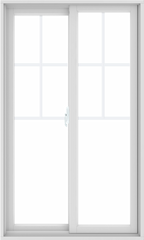 WDMA 36X60 (35.5 x 59.5 inch) White uPVC/Vinyl Sliding Window with Top Colonial Grids Grilles