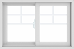 WDMA 36X24 (35.5 x 23.5 inch) White uPVC/Vinyl Sliding Window with Top Colonial Grids Grilles