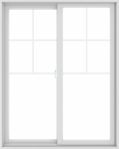 WDMA 48X60 (47.5 x 59.5 inch) White uPVC/Vinyl Sliding Window with Top Colonial Grids Grilles