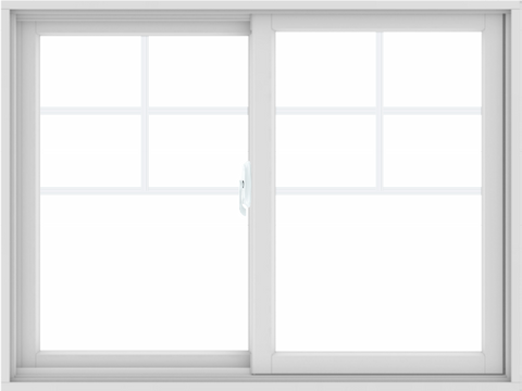 WDMA 48X36 (47.5 x 35.5 inch) White uPVC/Vinyl Sliding Window with Top Colonial Grids Grilles