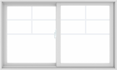 WDMA 60X36 (59.5 x 35.5 inch) White uPVC/Vinyl Sliding Window with Top Colonial Grids Grilles