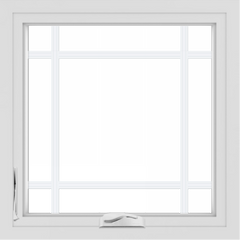 WDMA 24x24 (23.5 x 23.5 inch) White uPVC/Vinyl Crank out Casement Window with Prairie Grilles