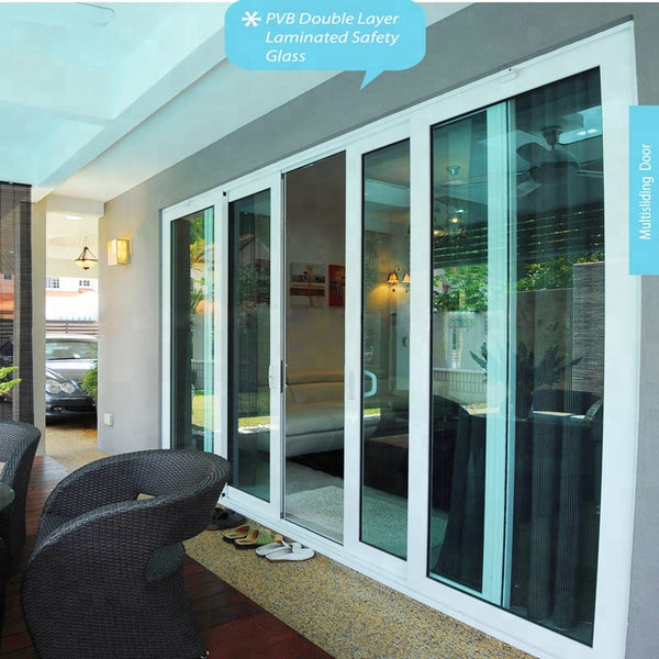 wanjia wholesale pvc stacking sliding glass doors on China WDMA