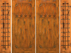 WDMA 100x80 Door (8ft4in by 6ft8in) Exterior Knotty Alder Front Prehung Double Door with Two Sidelights Carved 1