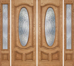 WDMA 100x96 Door (8ft4in by 8ft) Exterior Oak Dally Double Door/2side w/ CO Glass - 8ft Tall 1