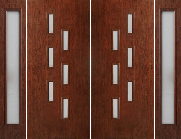 WDMA 108x80 Door (9ft by 6ft8in) Exterior Cherry Contemporary Modern 6 Lite Double Entry Door Sidelights FC596 1