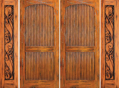 WDMA 108x80 Door (9ft by 6ft8in) Exterior Knotty Alder Entry Prehung Double Door with Two Sidelights 2 Panel 1