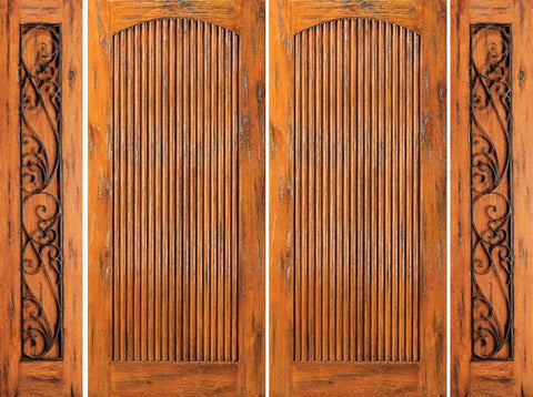 WDMA 108x80 Door (9ft by 6ft8in) Exterior Knotty Alder Prehung Double Door with Two Sidelights  1