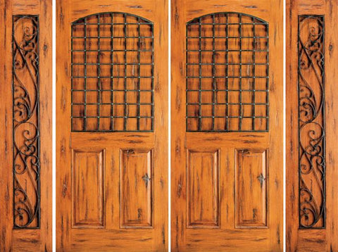 WDMA 108x80 Door (9ft by 6ft8in) Exterior Knotty Alder Entry Double Door with Two Sidelights 3-Panel 1