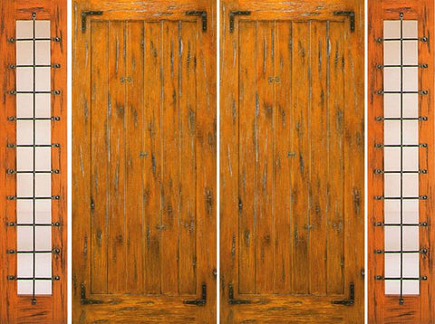 WDMA 108x96 Door (9ft by 8ft) Exterior Knotty Alder Pre-hung Double Door with Two Sidelights  1