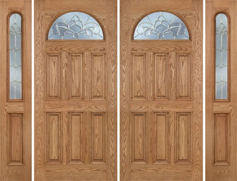 WDMA 112x80 Door (9ft4in by 6ft8in) Exterior Oak Merritt Double Door/2side w/ C Glass 1