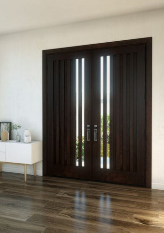 WDMA 120x80 Door (10ft by 6ft8in) Interior Swing Mahogany Mid Century Slim Lite Contemporary Modern Exterior or Double Door 1