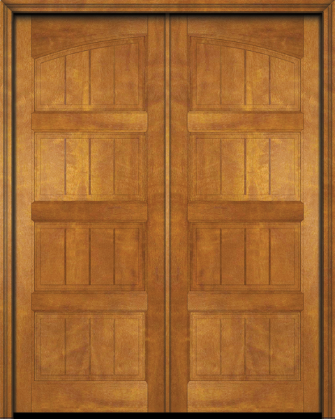 WDMA 120x96 Door (10ft by 8ft) Exterior Barn Mahogany 4 Panel V-Grooved Plank Rustic-Old World or Interior Double Door 1