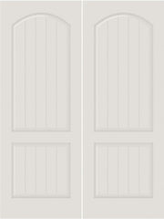 WDMA 20x80 Door (1ft8in by 6ft8in) Interior Barn Smooth SV2020 MDF PLANK/V-GROOVE 2 Panel Arch Panel Double Door 1