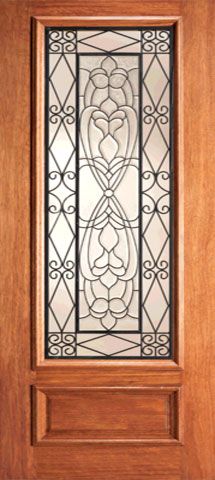 WDMA 24x84 Door (2ft by 7ft) Exterior Mahogany Scrollwork Ironwork Beveled Glass Single Door  1