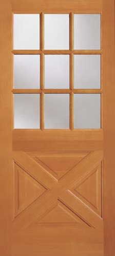 WDMA 32x80 Door (2ft8in by 6ft8in) Exterior Fir 2035 9 Lite Crossbuck Panel Single Door 1