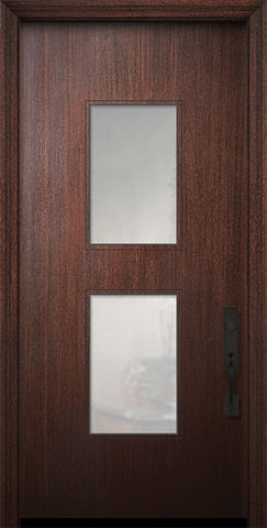 WDMA 32x80 Door (2ft8in by 6ft8in) Exterior Mahogany 80in Newport Solid Contemporary Door w/Textured Glass 1