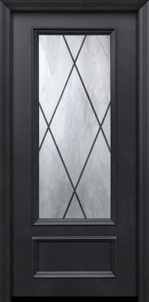 WDMA 32x80 Door (2ft8in by 6ft8in) Exterior 80in ThermaPlus Steel Sandringham 1 Panel 3/4 Lite Door 1