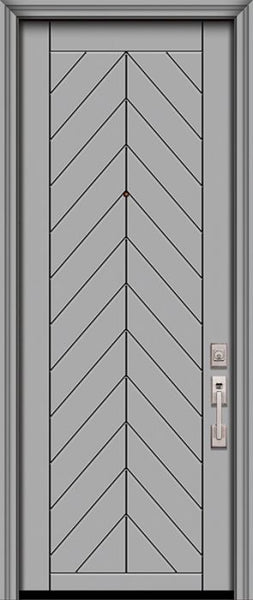 WDMA 32x96 Door (2ft8in by 8ft) Exterior Smooth IMPACT | 96in Chevron Solid Contemporary Door 1