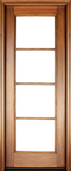 WDMA 34x78 Door (2ft10in by 6ft6in) French Mahogany Full View SDL 4 Lite Horizontal Bars Impact Single Door 1-3/4 Thick 1