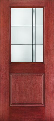 WDMA 34x80 Door (2ft10in by 6ft8in) Exterior Mahogany Fiberglass Impact HVHZ Door 1/2 Lite 1 Panel Axis 6ft8in 1