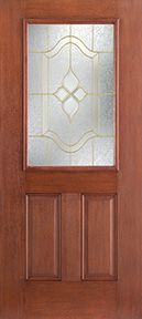 WDMA 34x80 Door (2ft10in by 6ft8in) Exterior Mahogany Fiberglass Impact Door 1/2 Lite 2 Panel Concorde 6ft8in 1