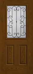 WDMA 34x80 Door (2ft10in by 6ft8in) Exterior Oak Riserva Half Lite 2 Panel Fiberglass Single Door 1