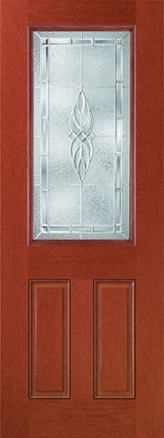 WDMA 34x96 Door (2ft10in by 8ft) Exterior Mahogany Fiberglass Impact Door 8ft 1/2 Lite Kensington 1