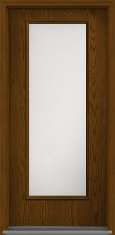 WDMA 34x96 Door (2ft10in by 8ft) Patio Oak Satin Etch 8ft Full Lite Flush Fiberglass Single Exterior Door HVHZ Impact 1